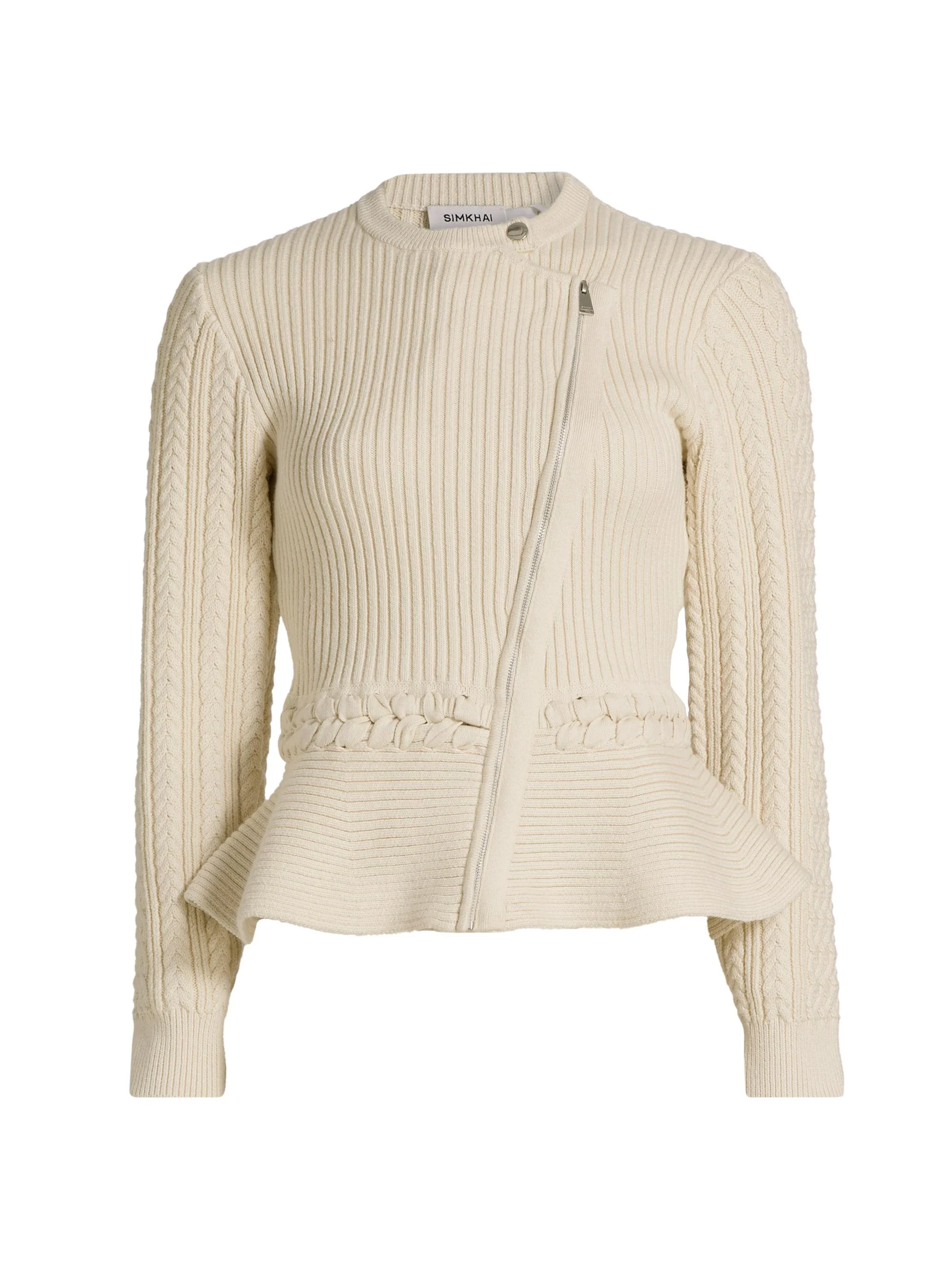 Women's Andi Knit Peplum Jacket - Stone - 1