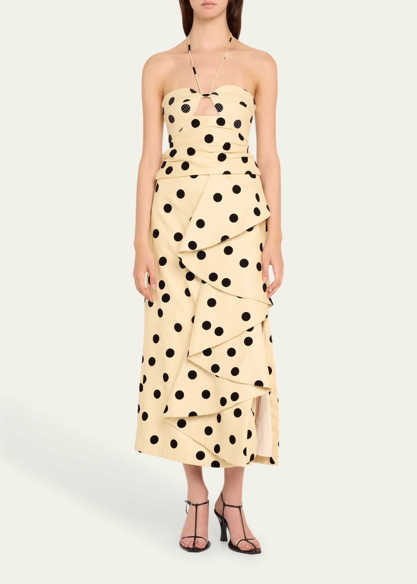 Well Thought Polka Dot Halter Crop Top - 2