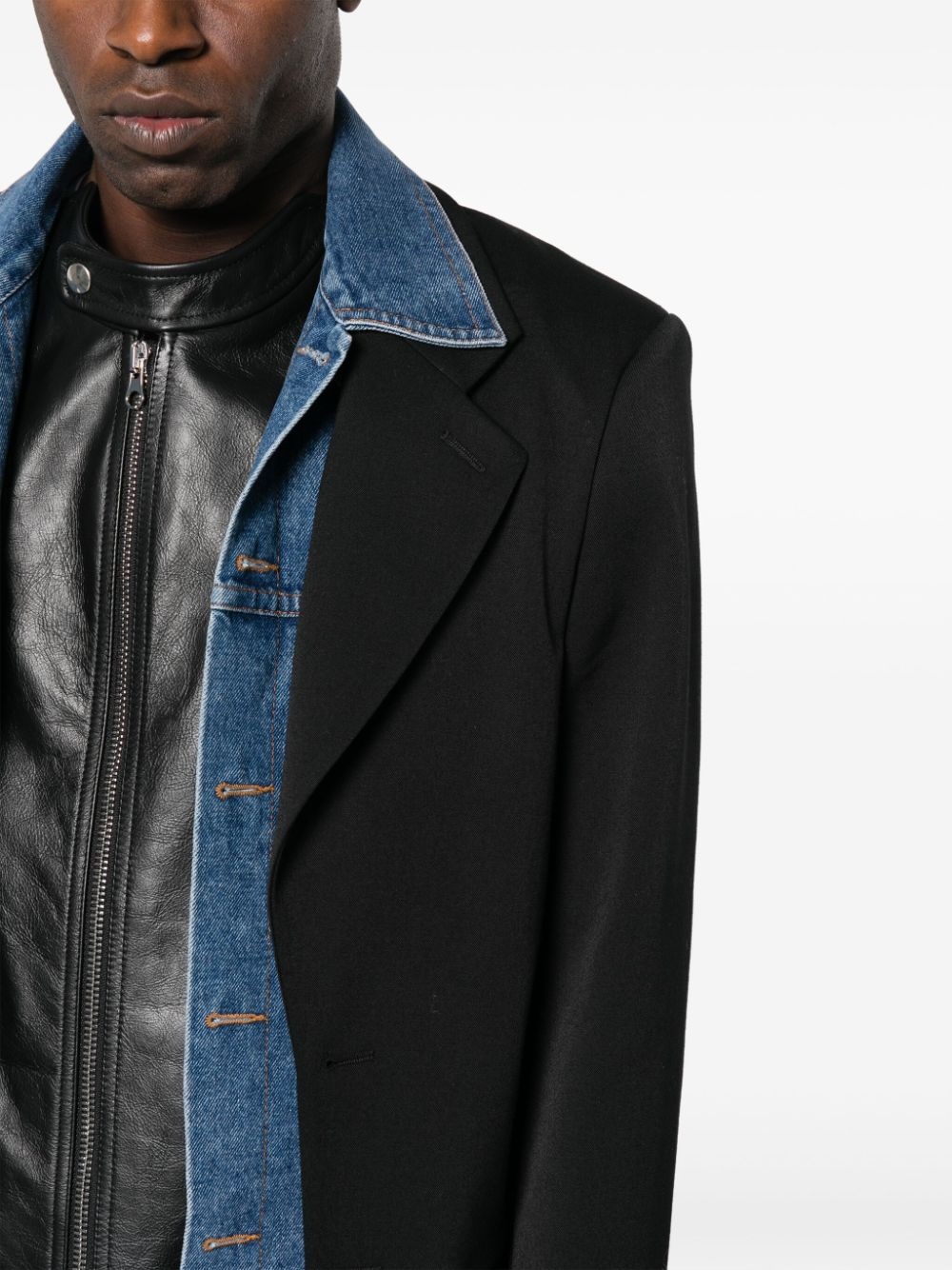 layered single-breasted blazer - 5