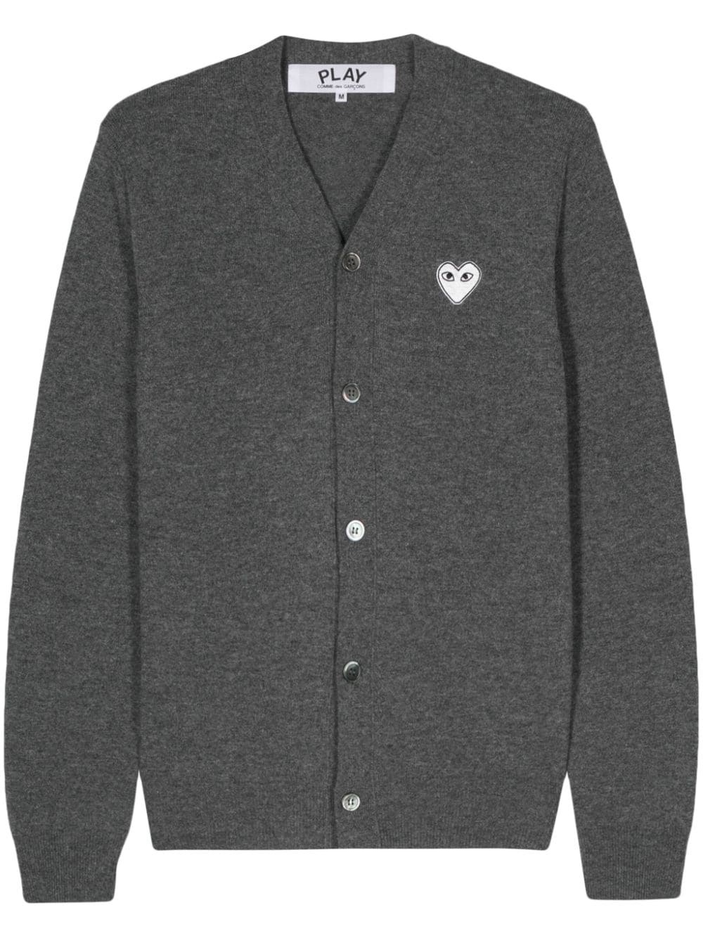 heart-patch wool cardigan - 1