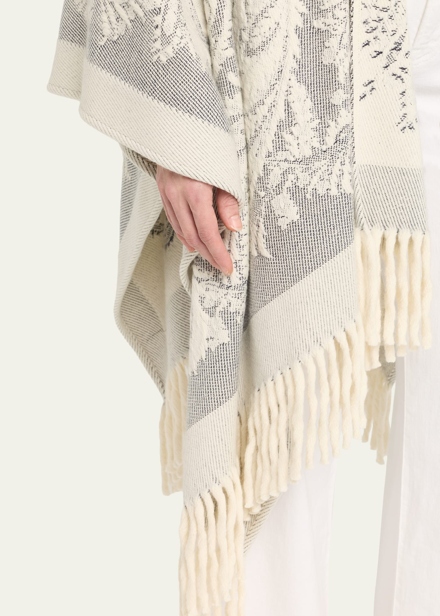 Paisley Jacquard Wool Cape - 5