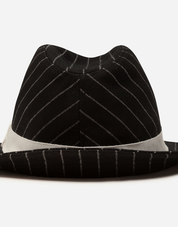 Pinstripe woolen fabric fedora hat - 3