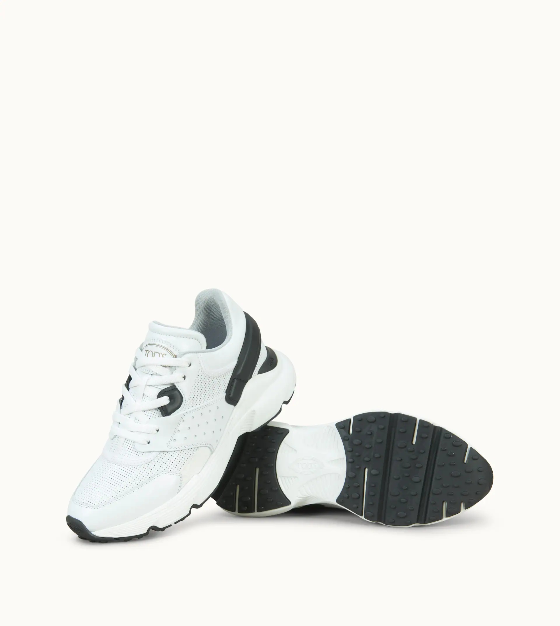 SNEAKERS IN LEATHER AND HIGH-TECH FABRIC - WHITE, BLACK - 5