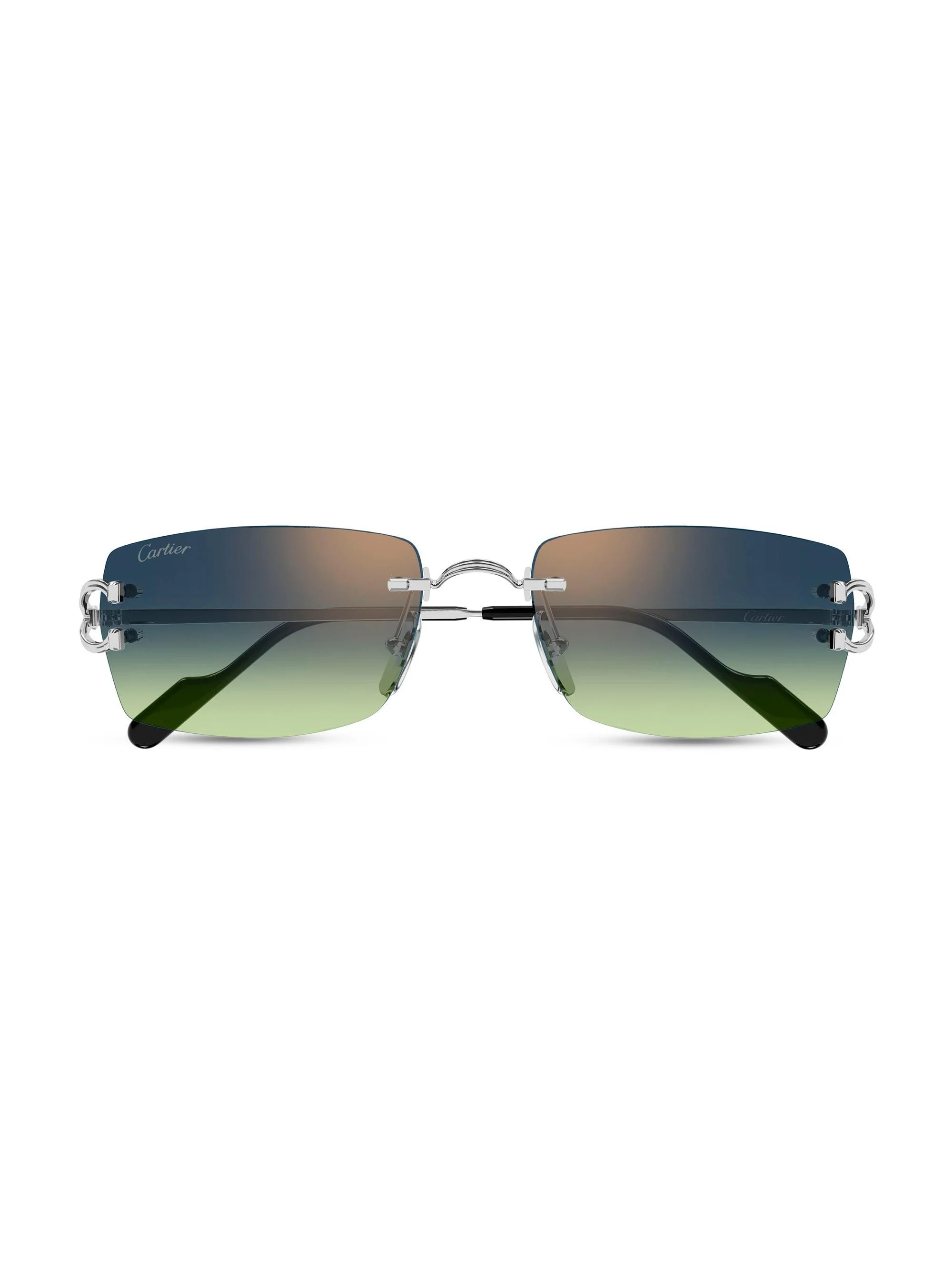 Men's C Décor 56MM Rimless Rectangular Sunglasses - Silver Blue - 1