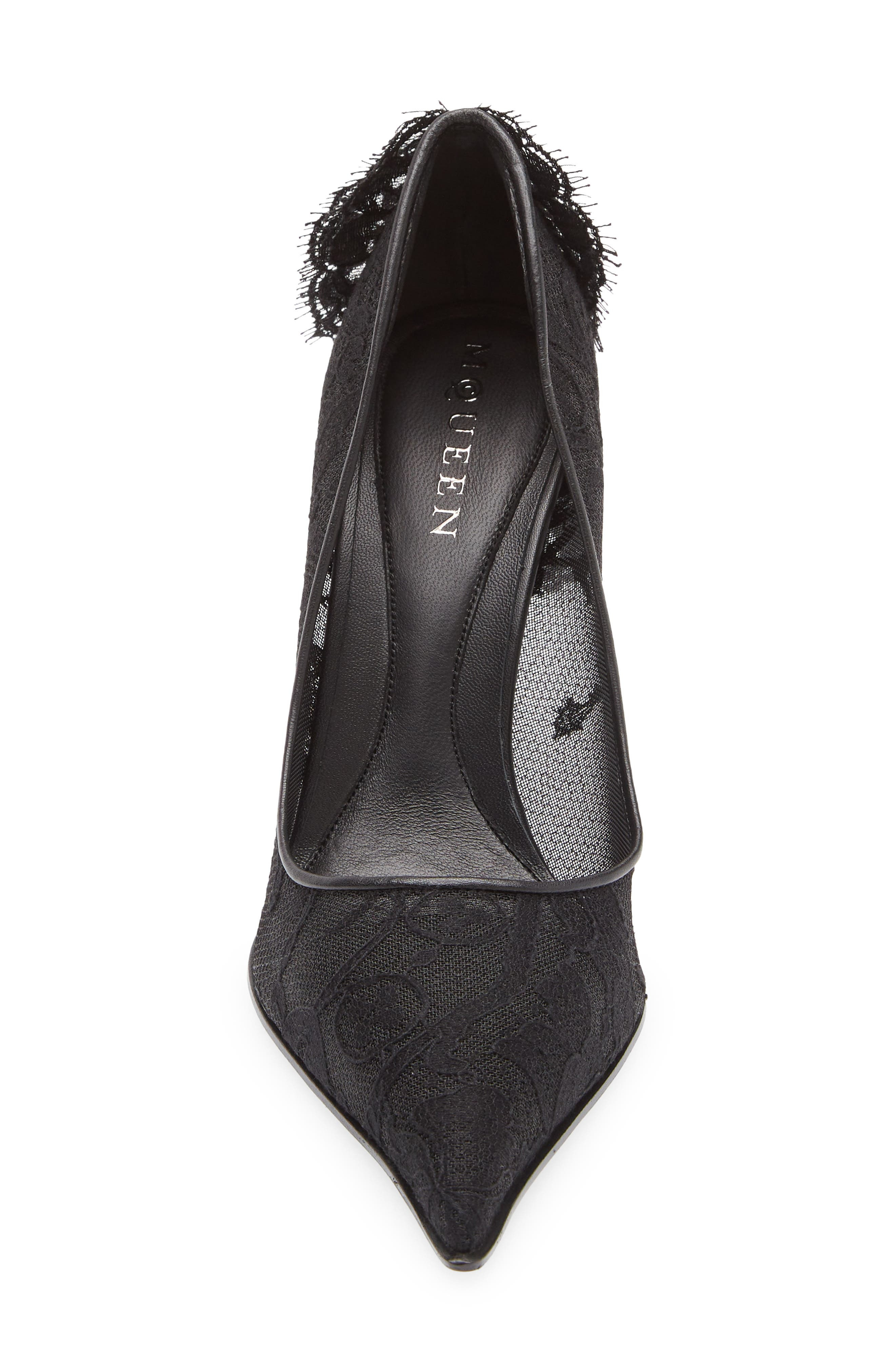 McQueen Drape Lace Pointed Toe Pump in Black at Nordstrom - 4