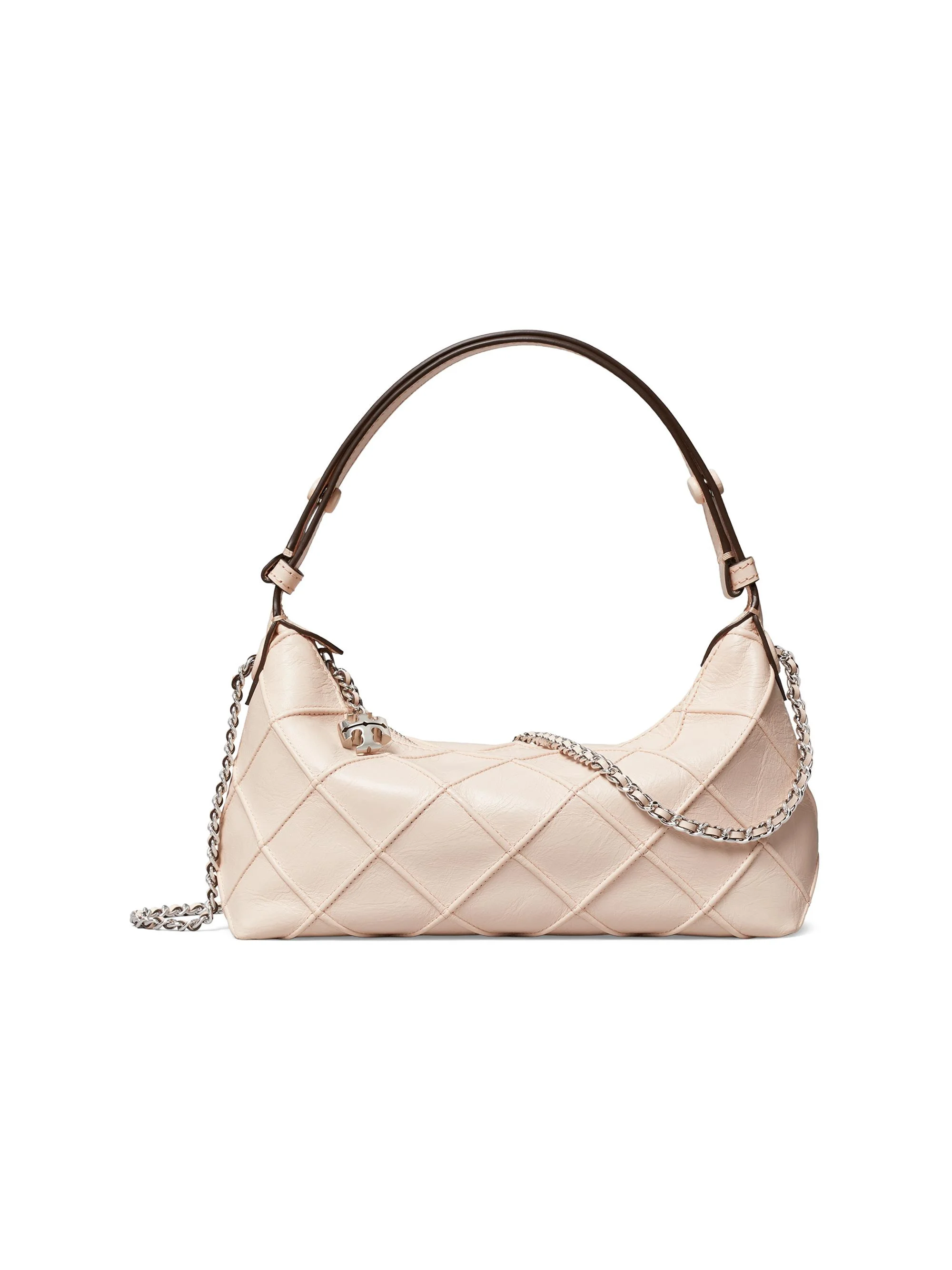 Women's Fleming Leather Pouchette Shoulder Bag - Soft Pink - 1