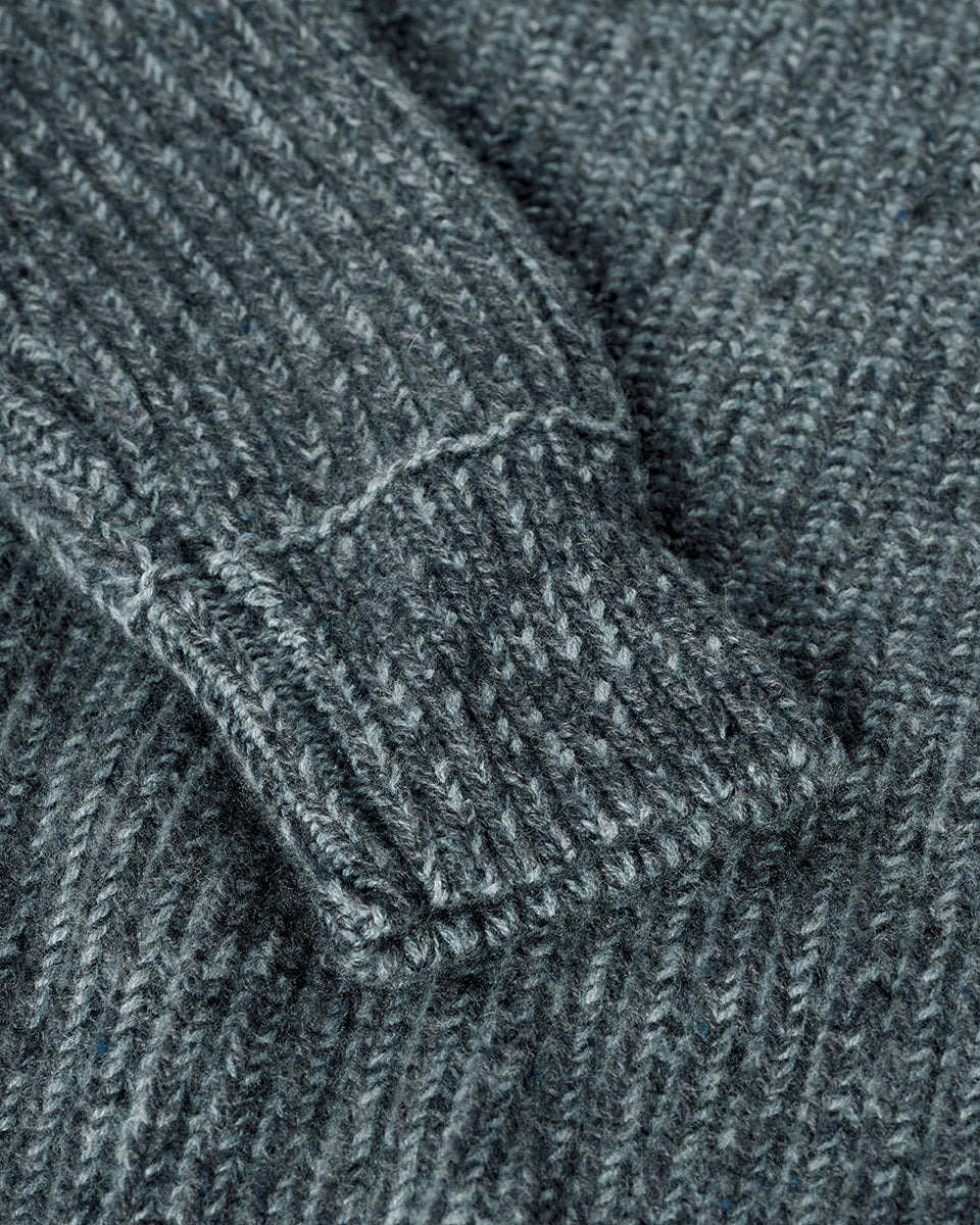 Ribbed Donegal Cashmere Blue Jumper - 6