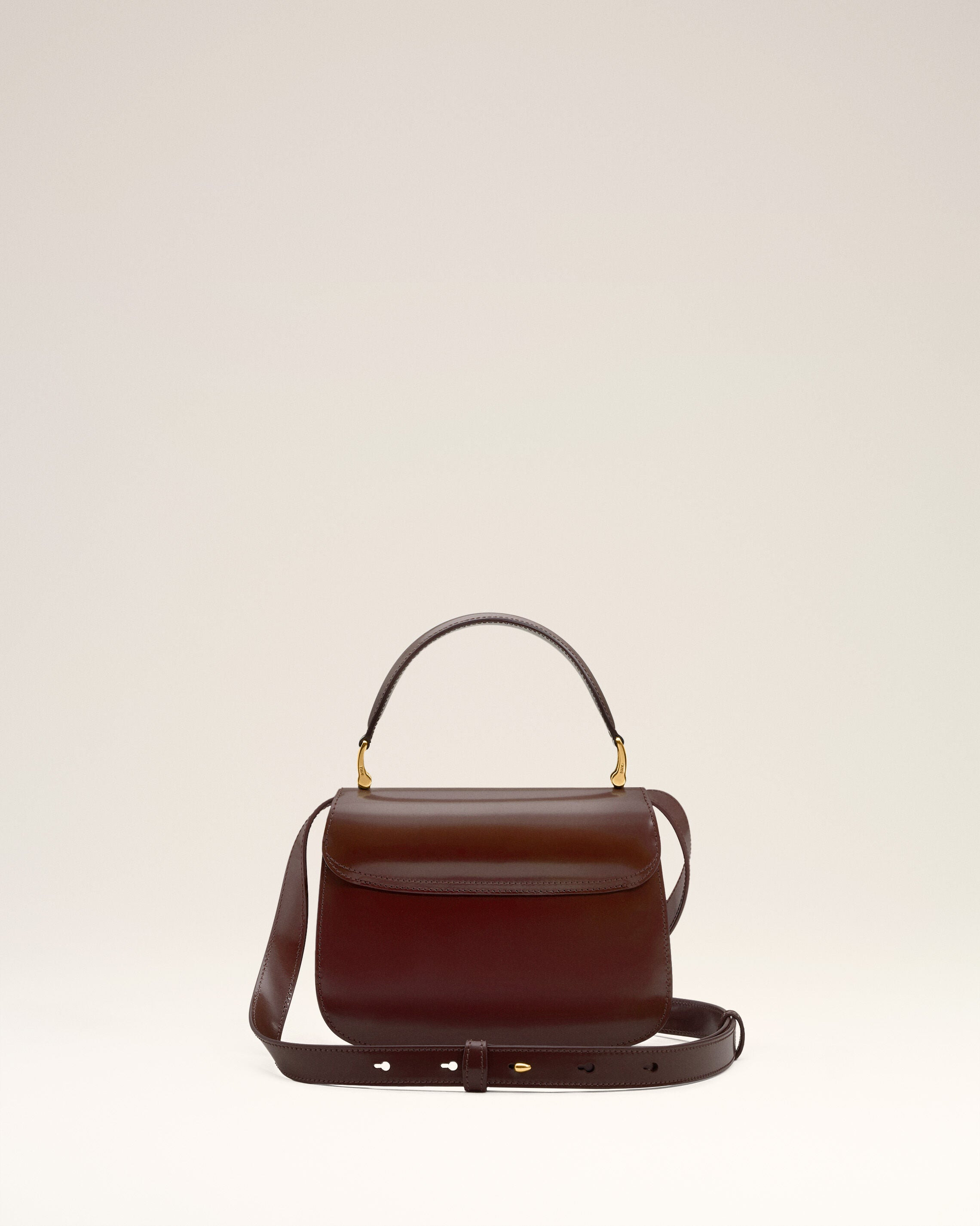 BURGUNDY GLAZED LEATHER HANDLE PARIS PARIS BAG - 4