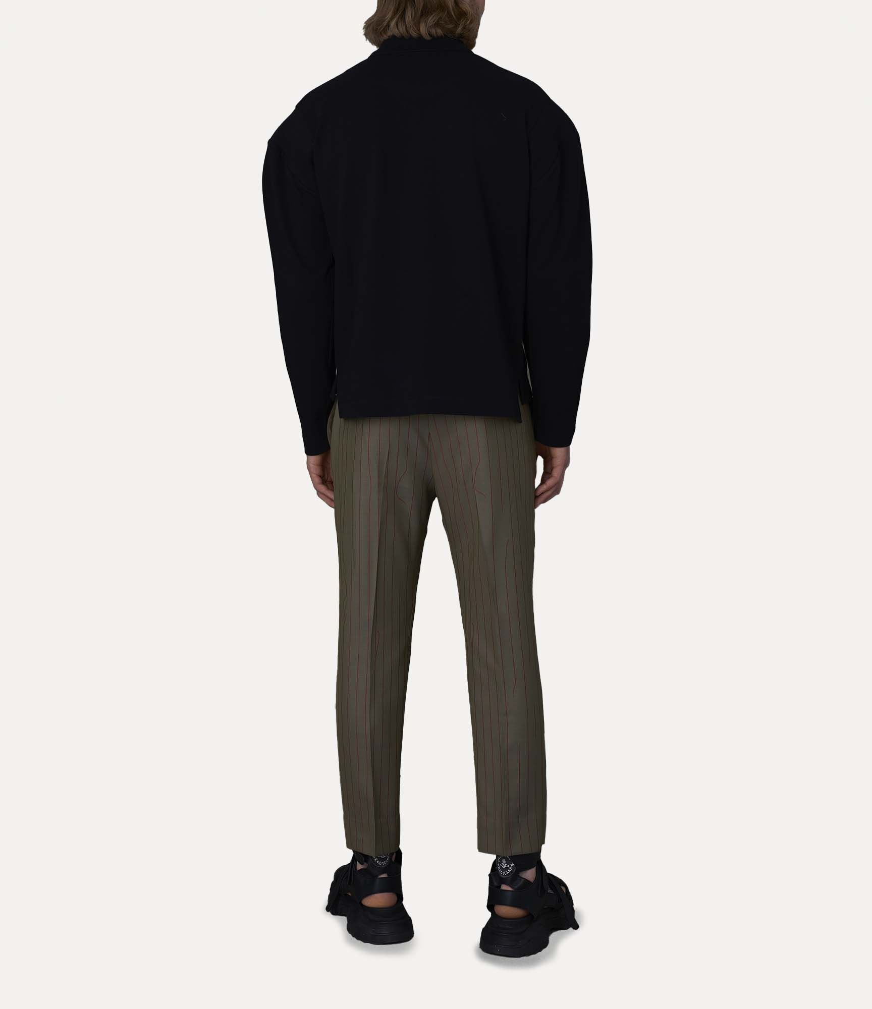 STRIPPED LONG SLEEVE CLASSIC POLO TOP - 3