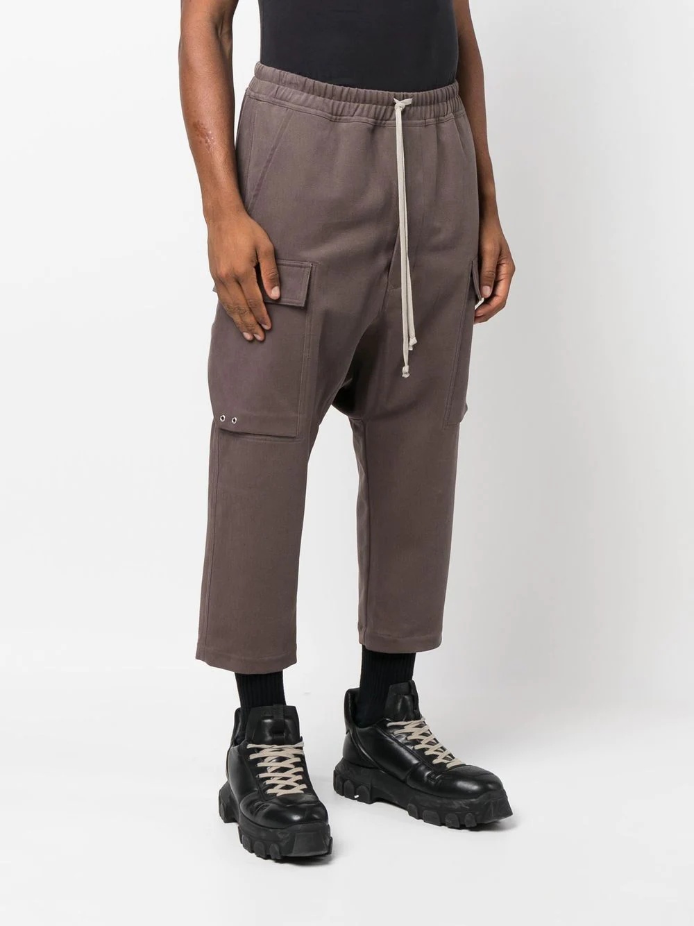 drawstring-waist cropped trousers - 3