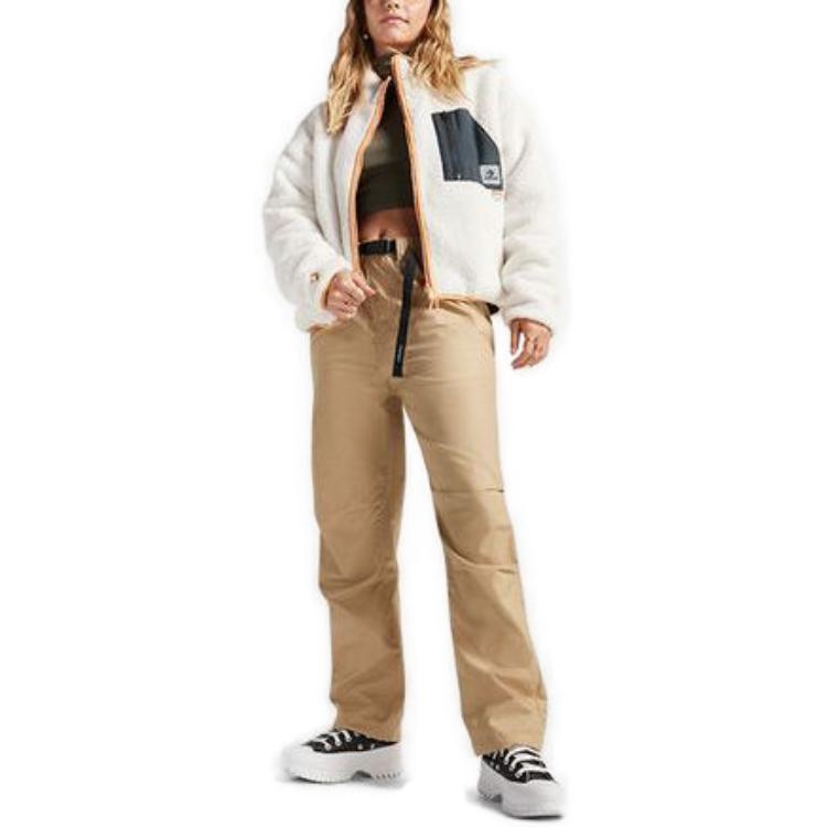 (WMNS) Converse Reversible Sherpa Full-Zip Jacket 'Egret Black' 10025705-A03 - 2