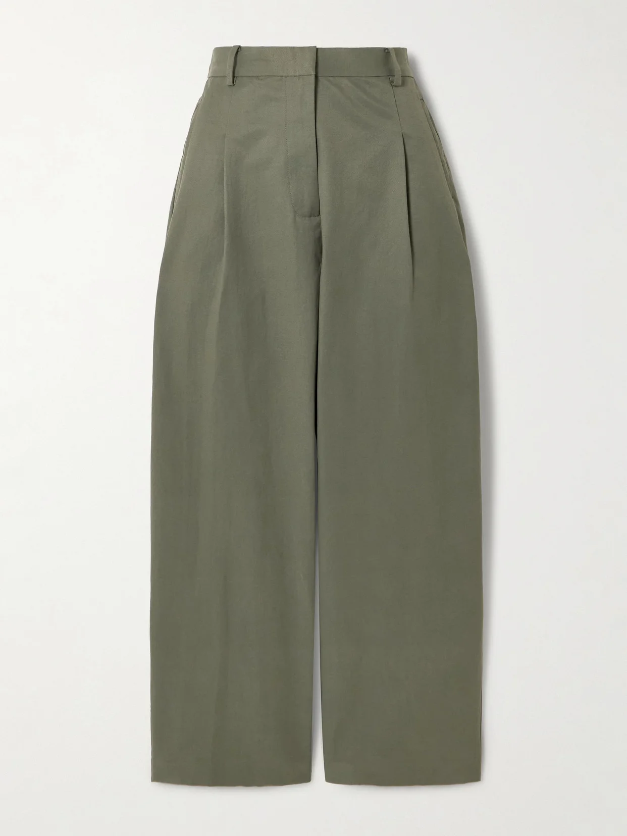 Pleated Cotton-blend Tapered Pants - 1