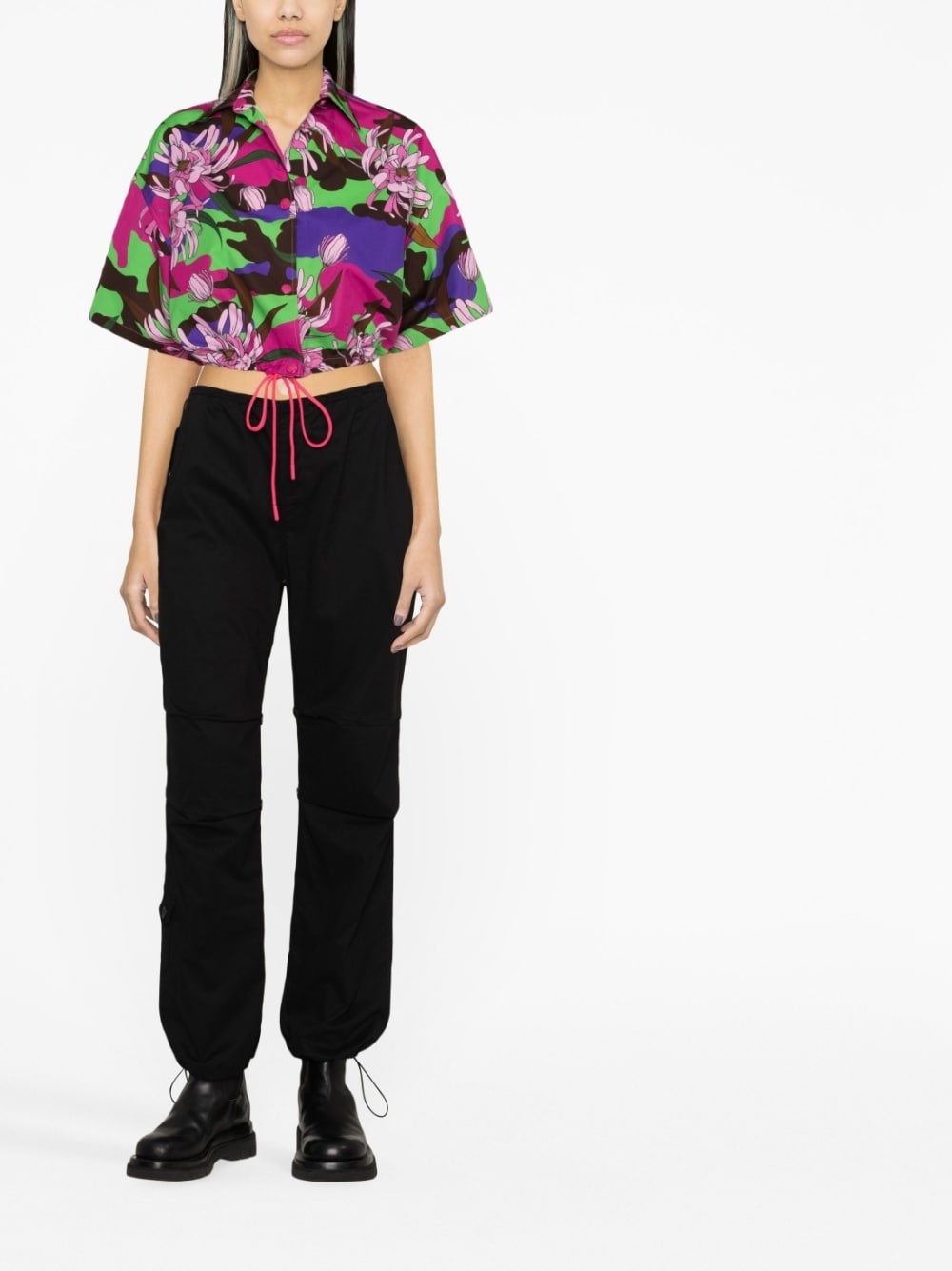 floral-print cropped shirt - 2