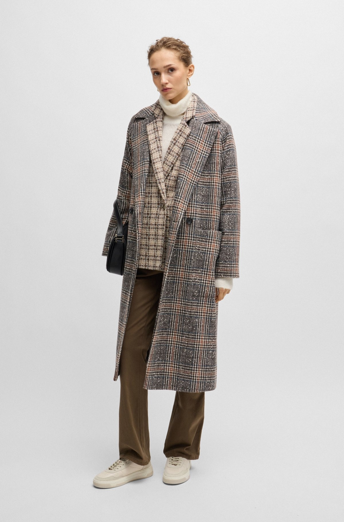 RELAXED-FIT DOUBLE-BREASTED JACKET IN CHECKED TWEED - 3