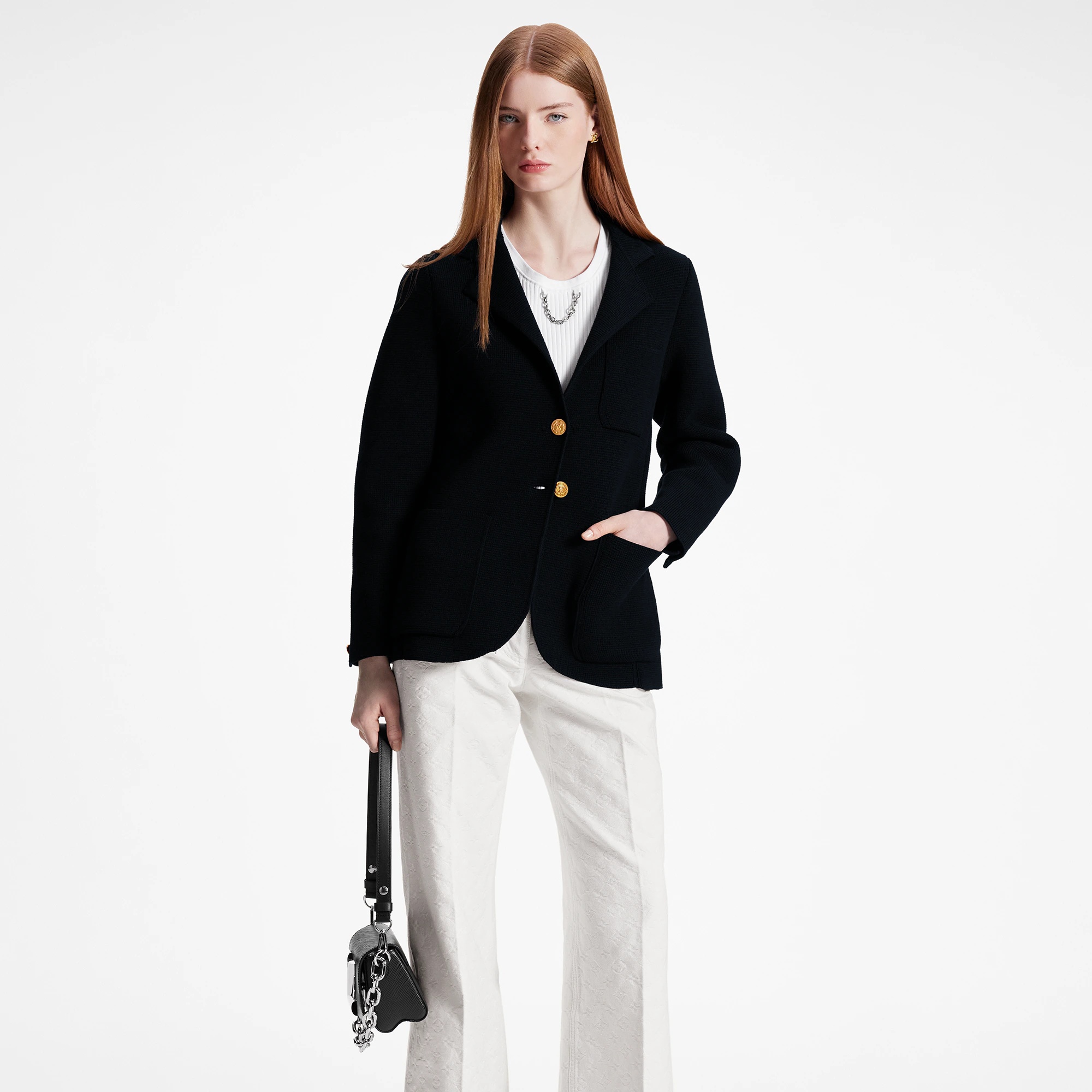 Three-Pocket Knit Blazer - 5
