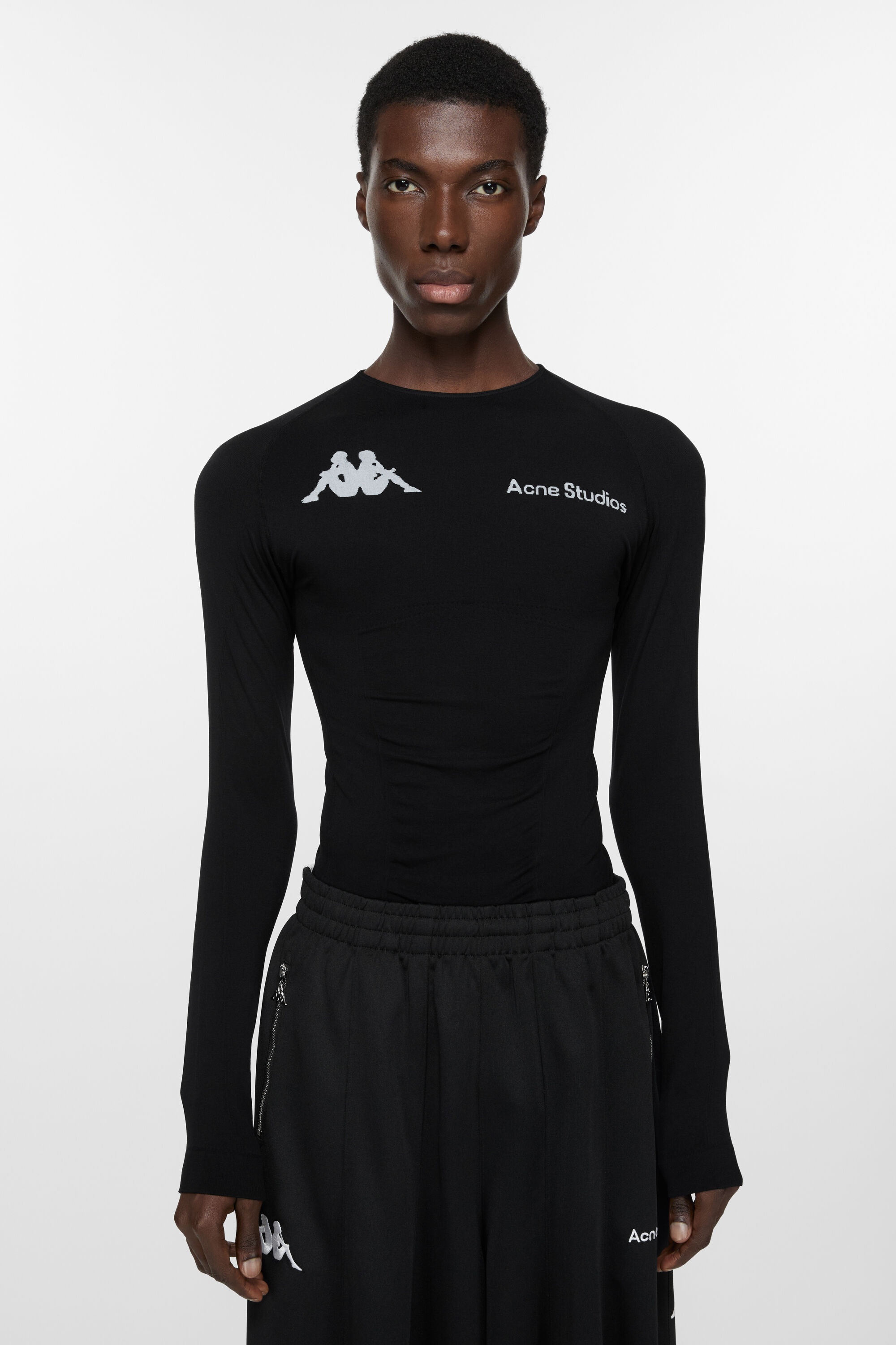 Long sleeve logo t-shirt - Acne Studios x Kappa - Black - 2