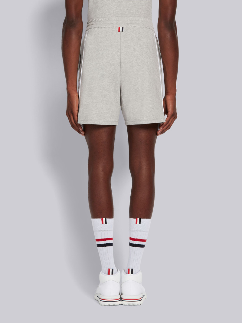 Grey Cotton Interlock Seamed 4-Bar Track Shorts 3