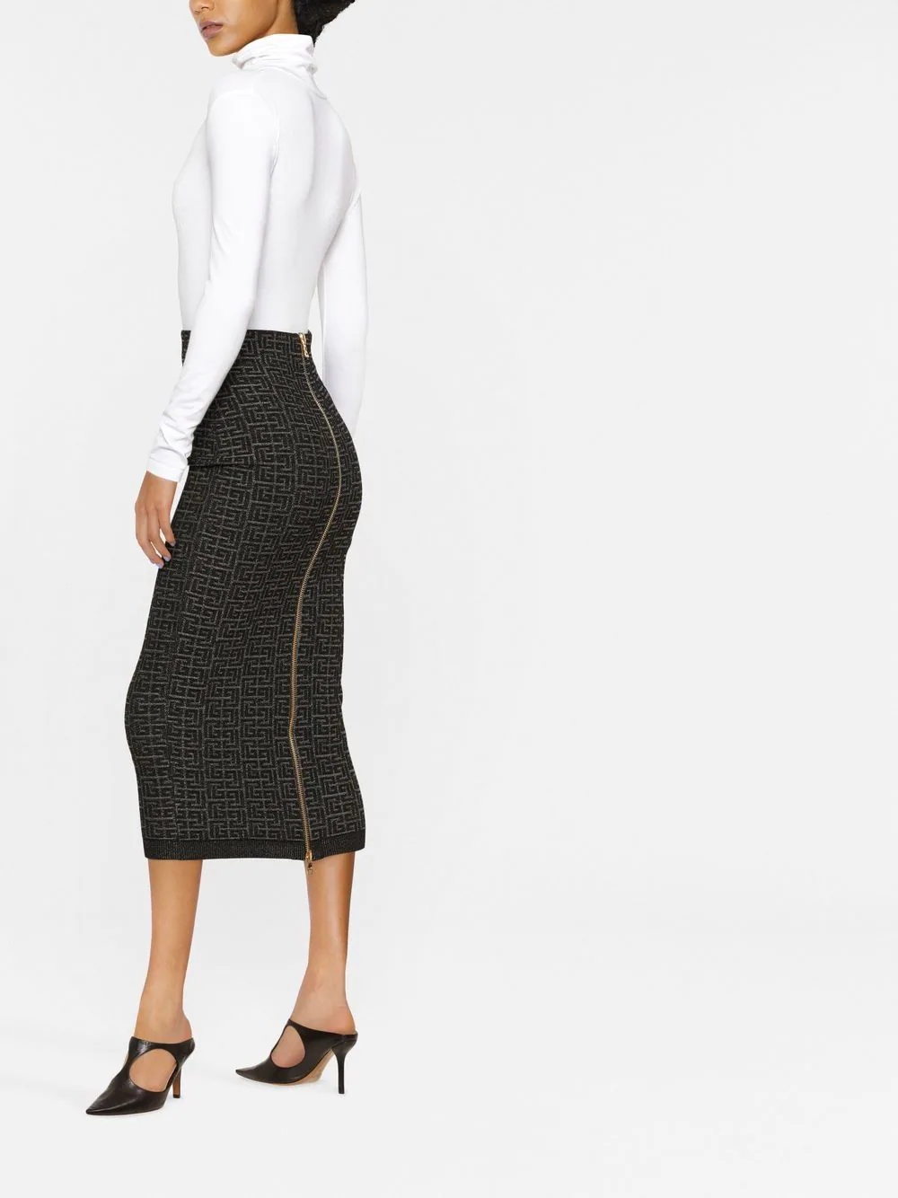 embossed-monogram midi skirt - 3