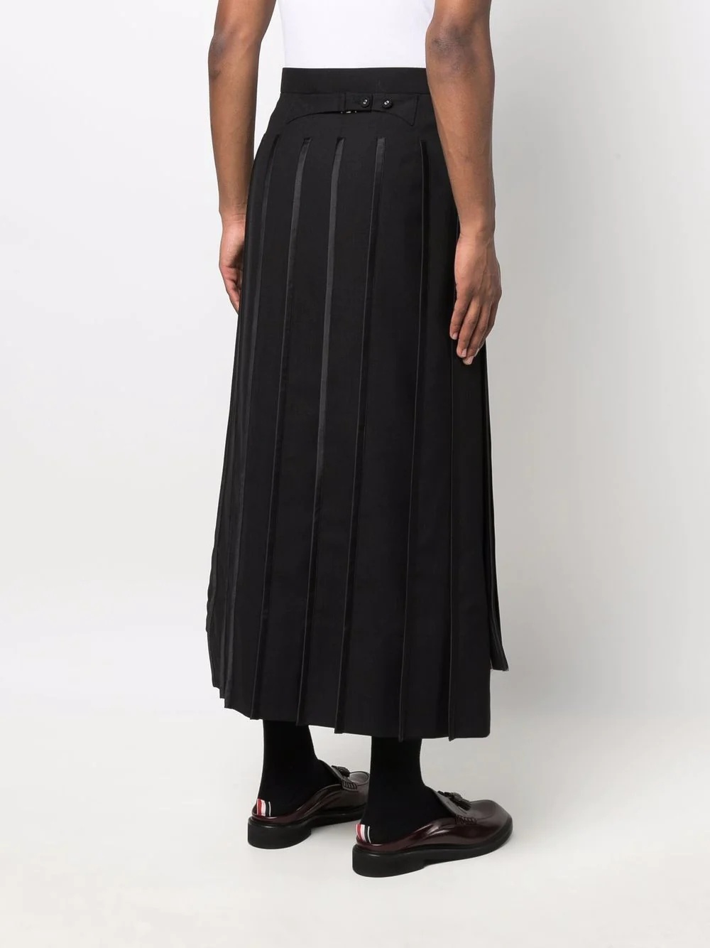 RWB-stripe pleated wool skirt - 4