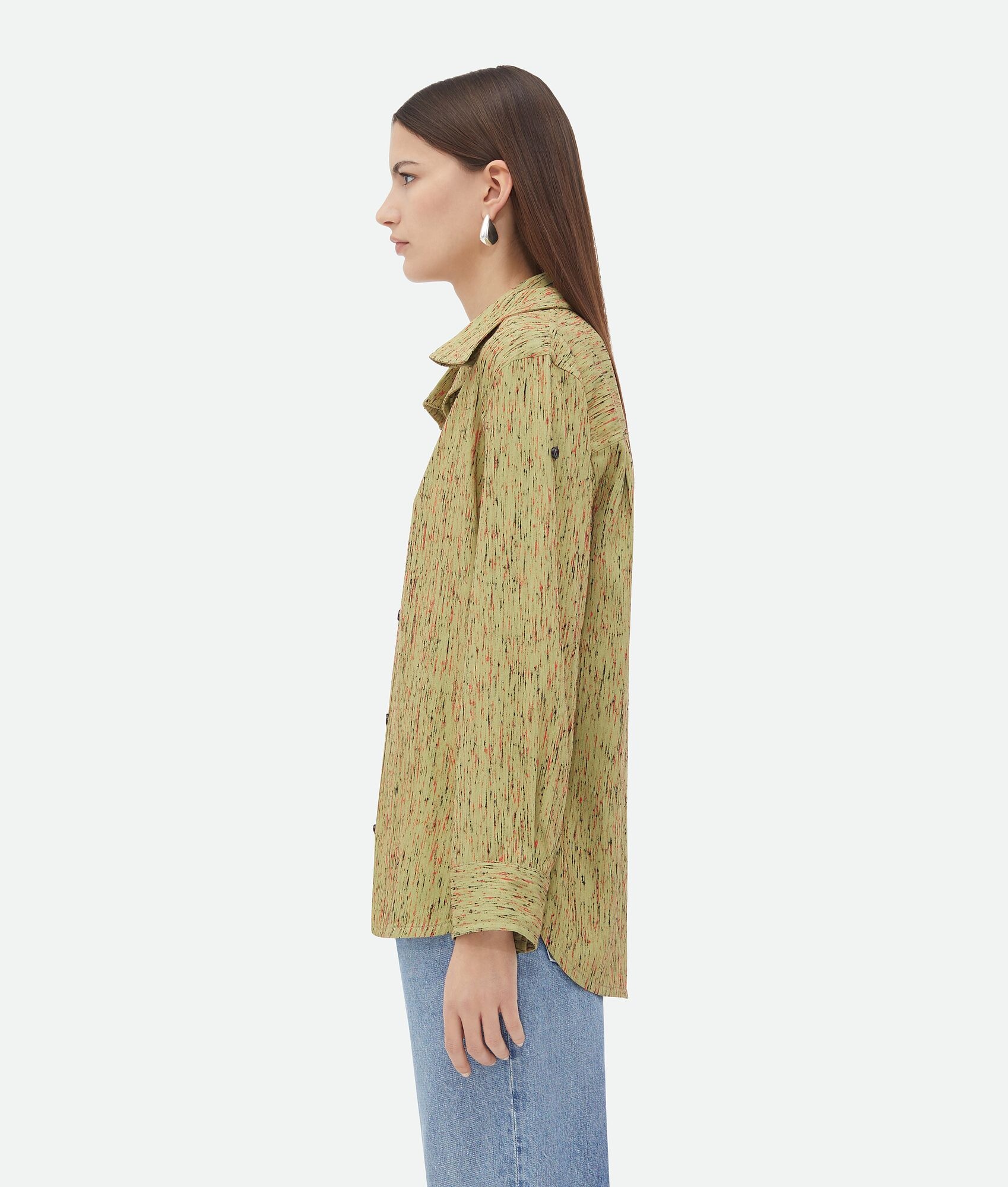 Textured Viscose Stripe Shirt With Folded Collar - 2