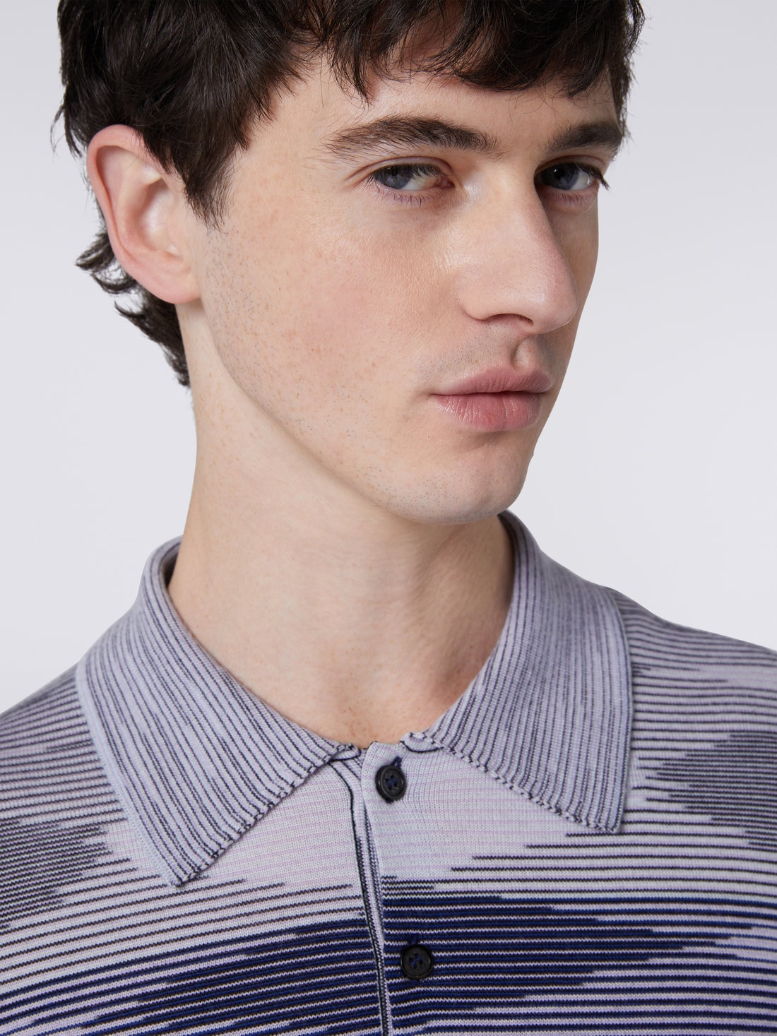 Long-sleeved polo shirt in slub wool - 5