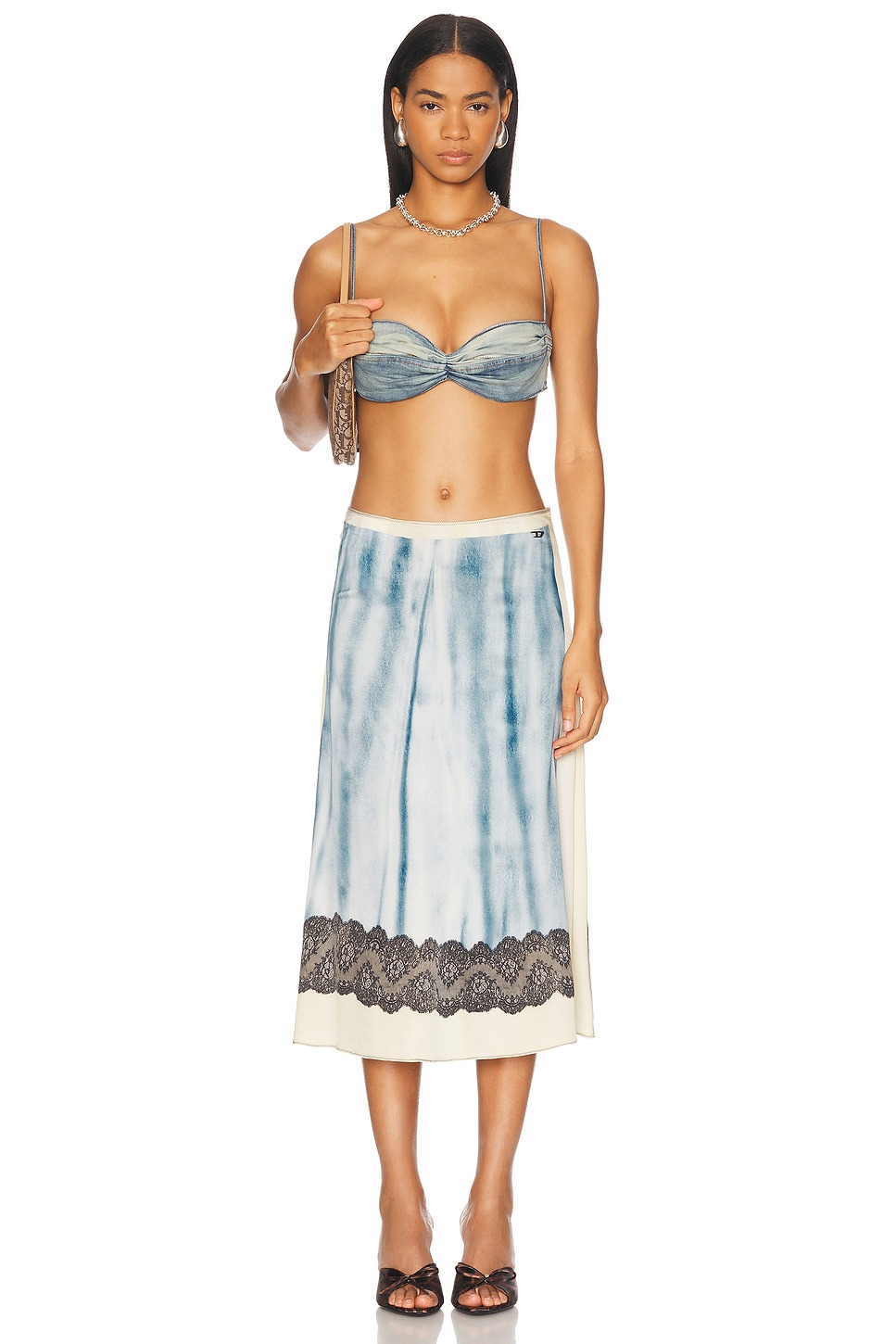 AMI Paris BLUE COTTON FLARE MINI SKIRT | REVERSIBLE