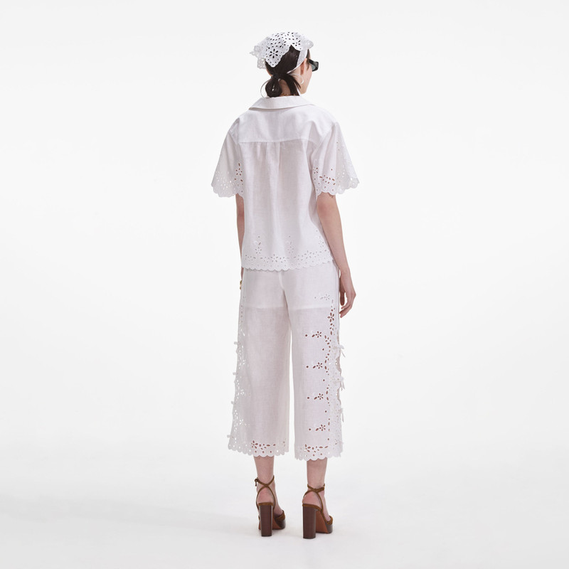 self-portrait Cream Linen Embroidered Shirt outlook
