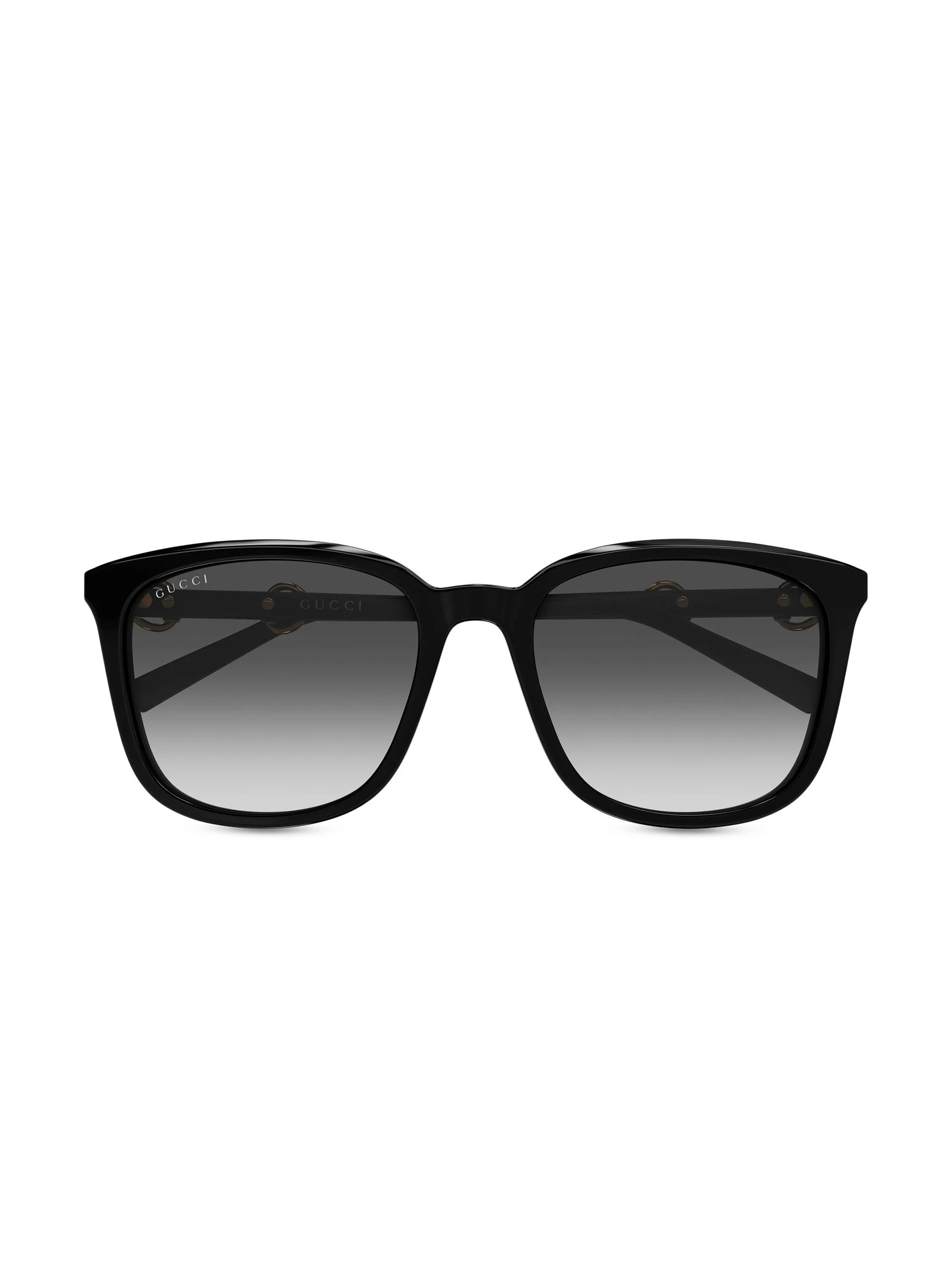 Women's Through Horsebit 56MM Square Sunglasses - Black - 1