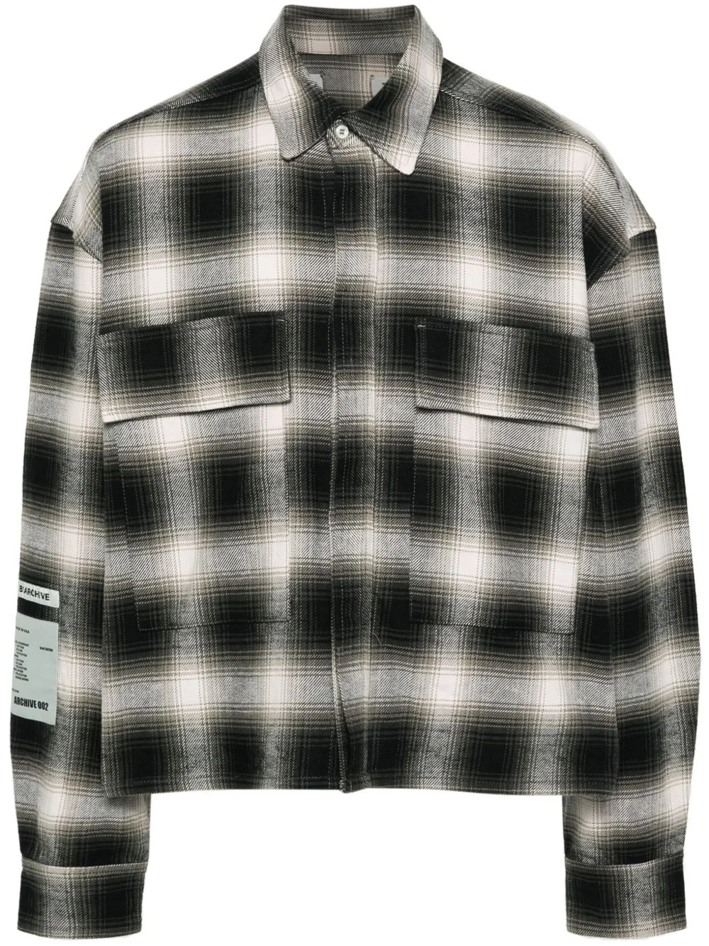 logo-patch plaid shirt - 1