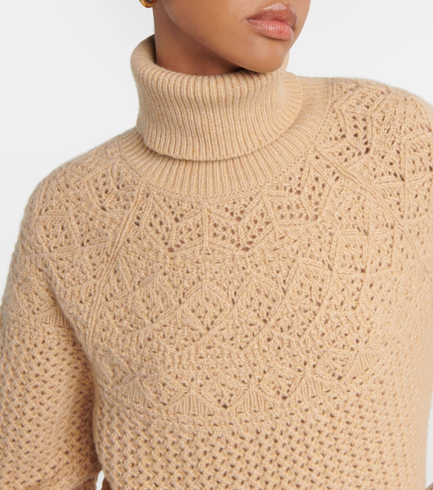 Crochet cashmere turtleneck sweater - 4