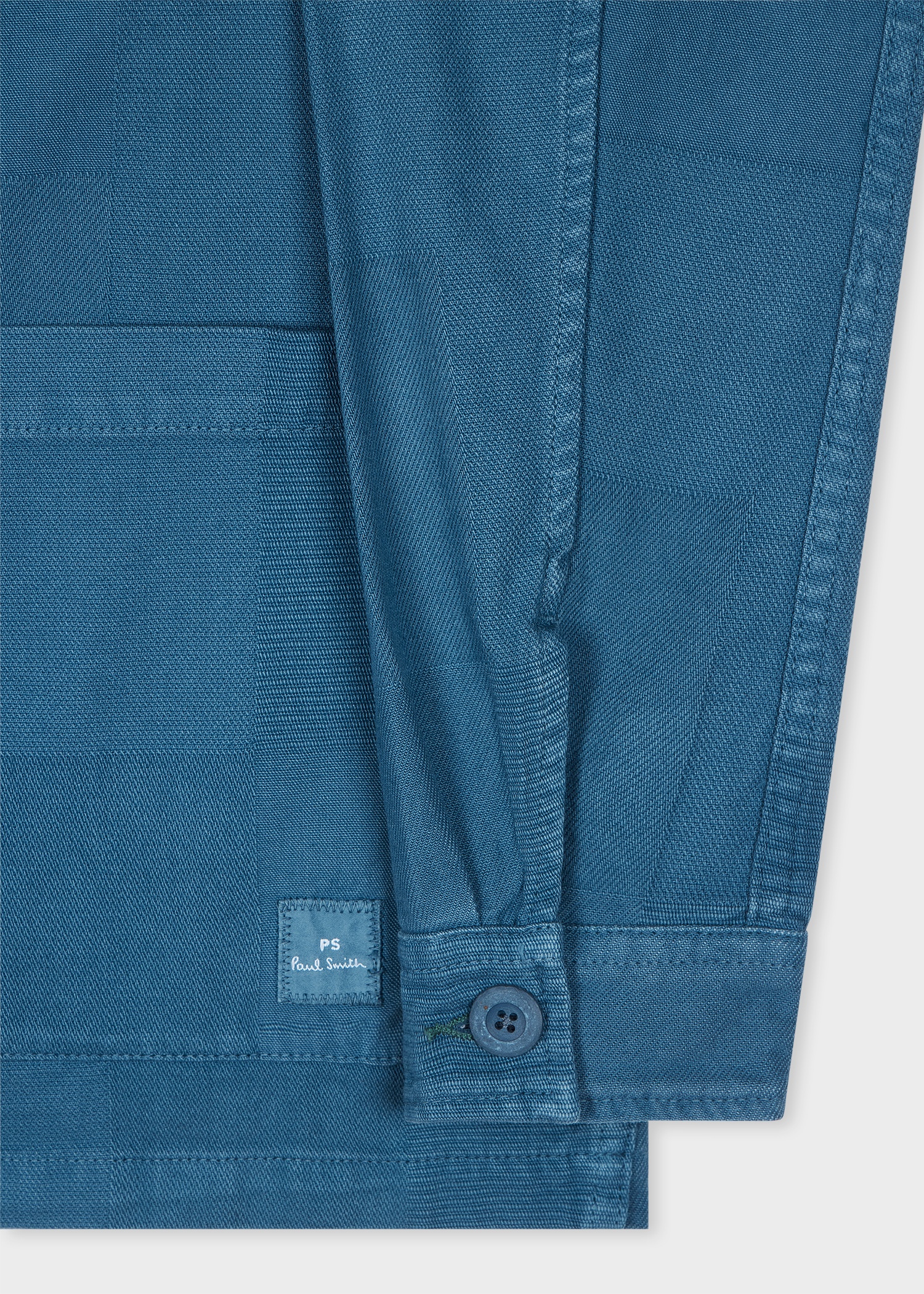 Blue Cotton Jacquard Work Jacket - 3