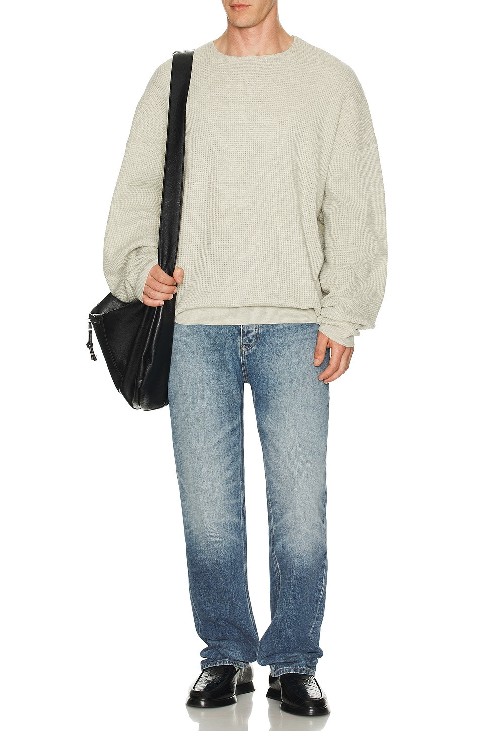 Waffle Long Sleeve Crew Neck Sweatshirt - 5