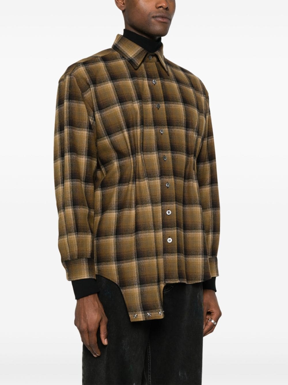 x Pendleton asymmetric plaid wool shirt - 3