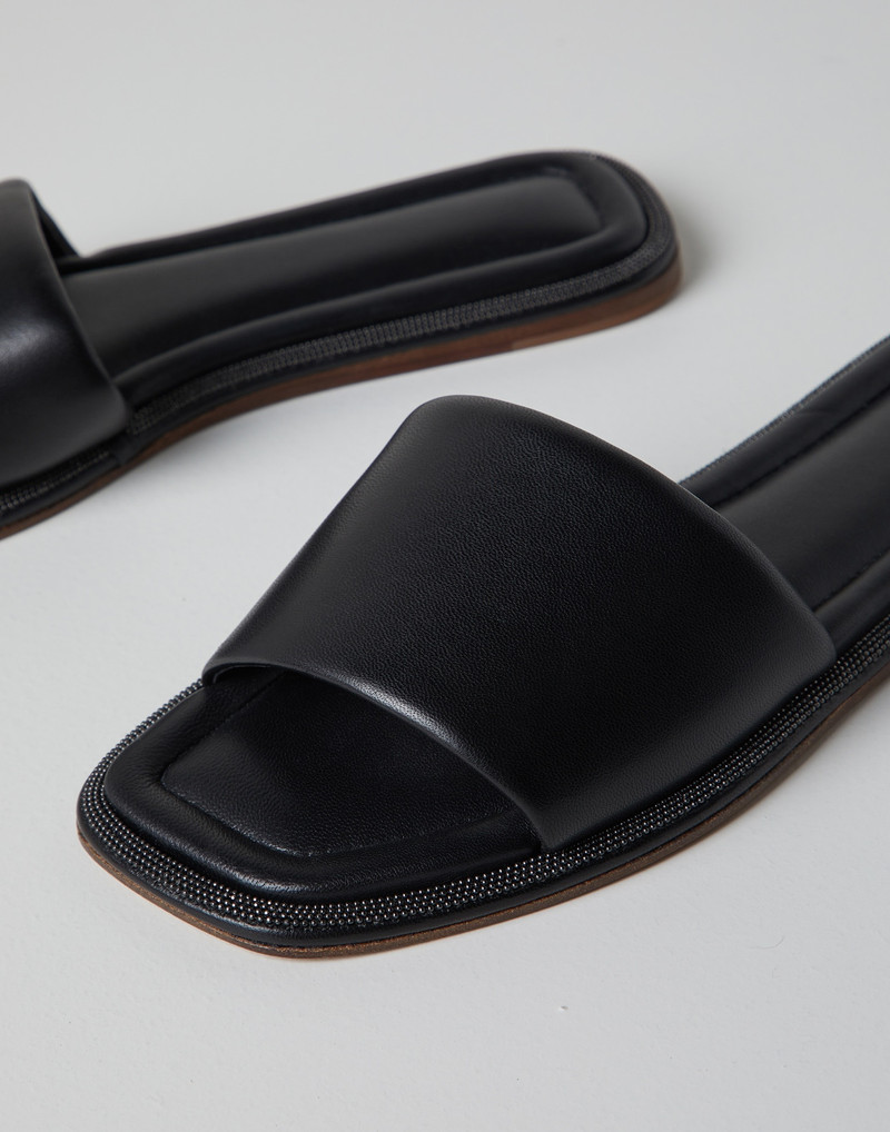 Nappa leather slides with shiny welt 4