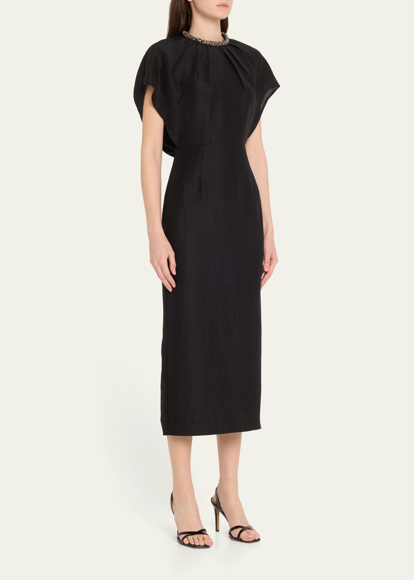 Diamante Neck Midi Dress - 4