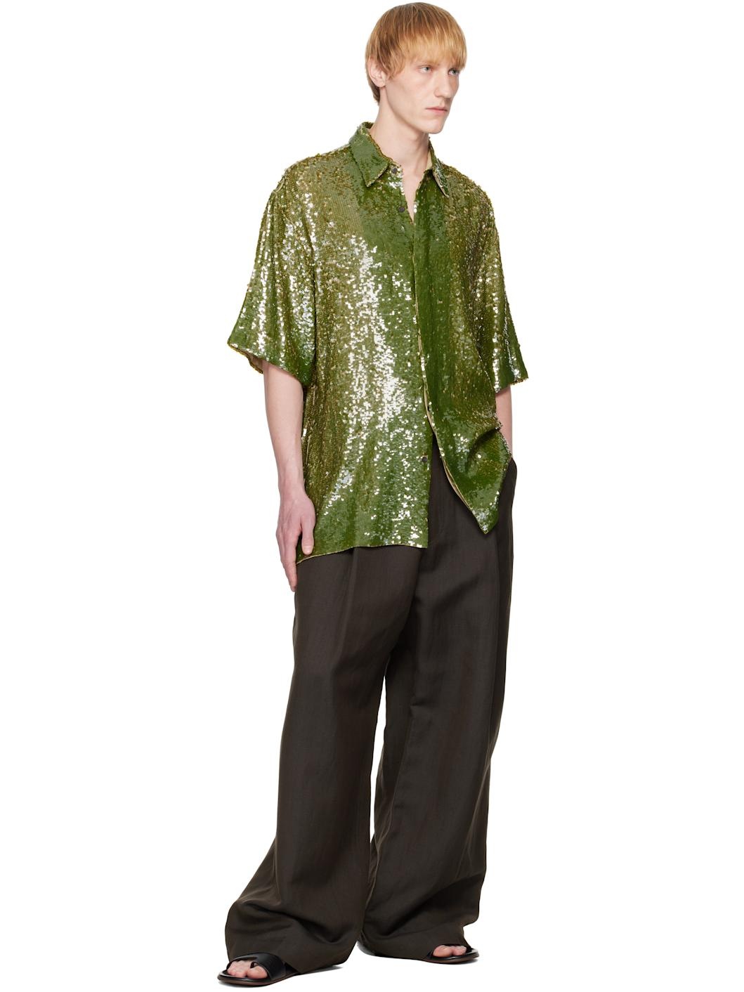 Khaki Sequin Shirt - 4