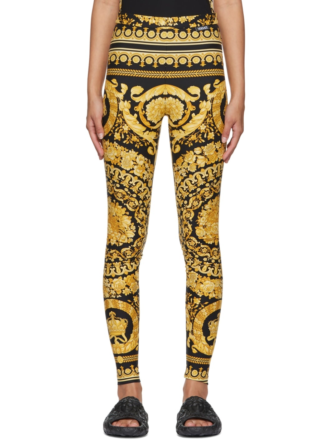 Black & Gold Barocco Leggings - 1