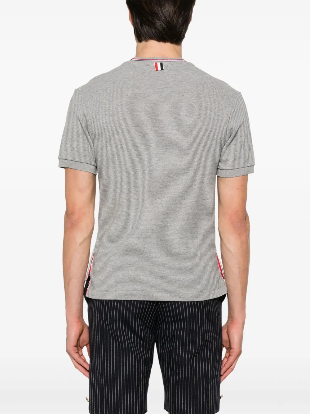THOM BROWNE - Men Short Sleeve Rib Cuff W/Rwb Stripe Tee - 2