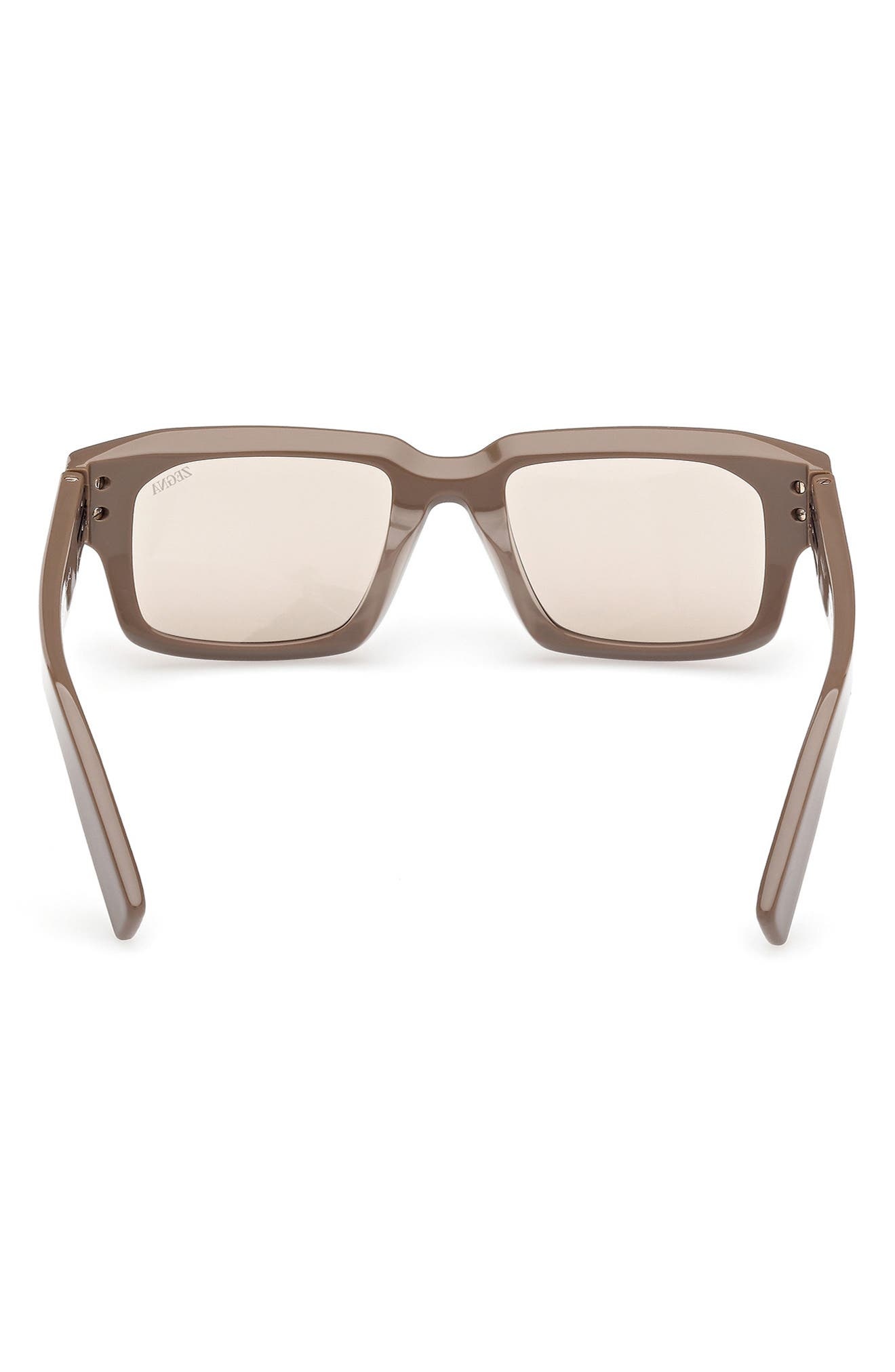 ZEGNA 51mm Rectangular Sunglasses in Shiny Light Brown at Nordstrom - 5