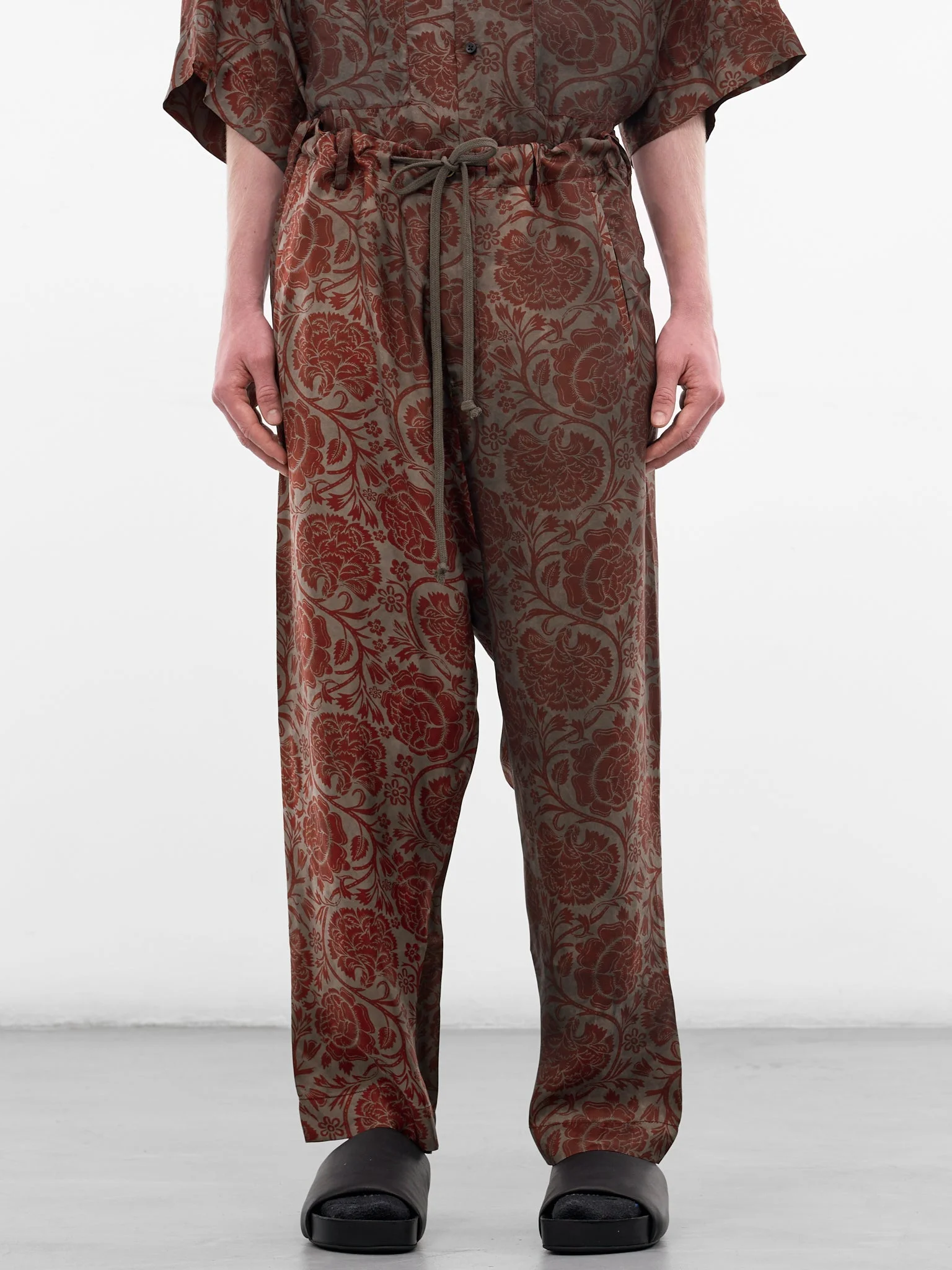 Red Floral Relaxed Perch Pants - 1