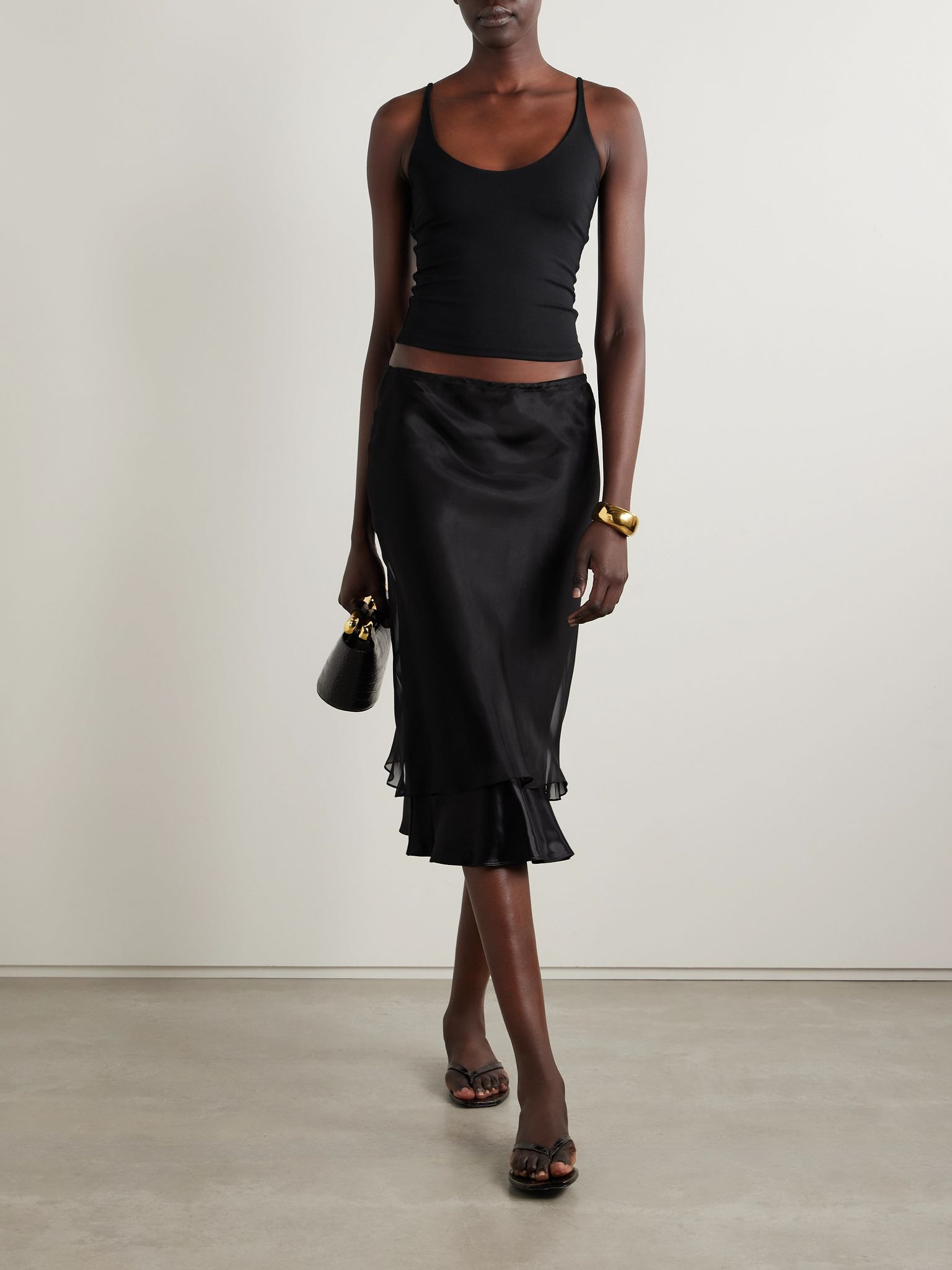 Smooth Layers Jersey Skimpy Strap Cami - Obsidian Black - 2