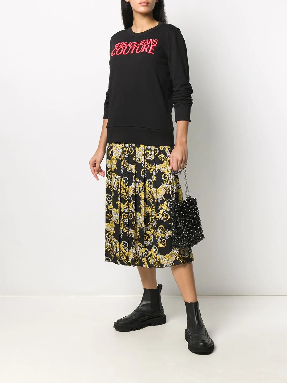 logo baroque print skirt - 2