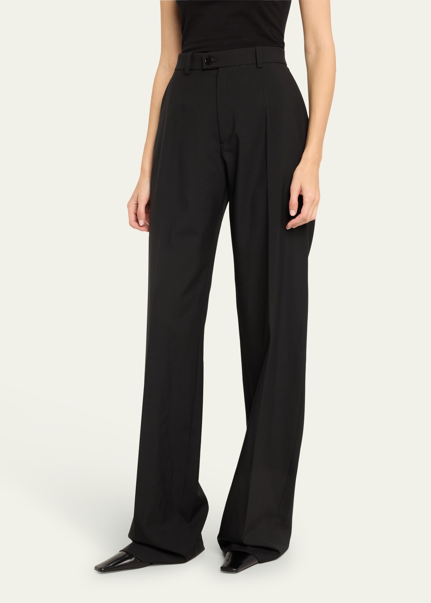 Classic Wide Leg Wool Pants - 4