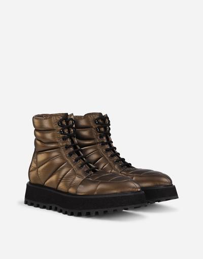 Dolce & Gabbana Quilted nylon ankle boots with branded plate outlook