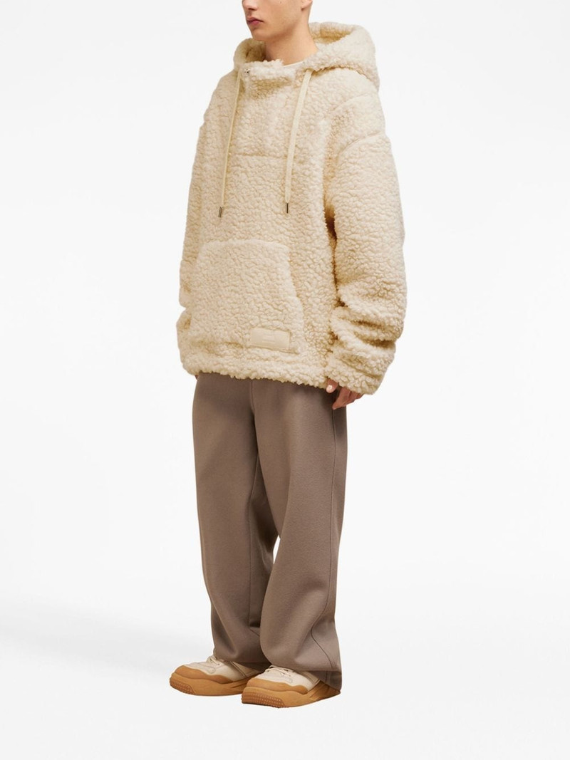 logo-patch faux-shearling jacket 3