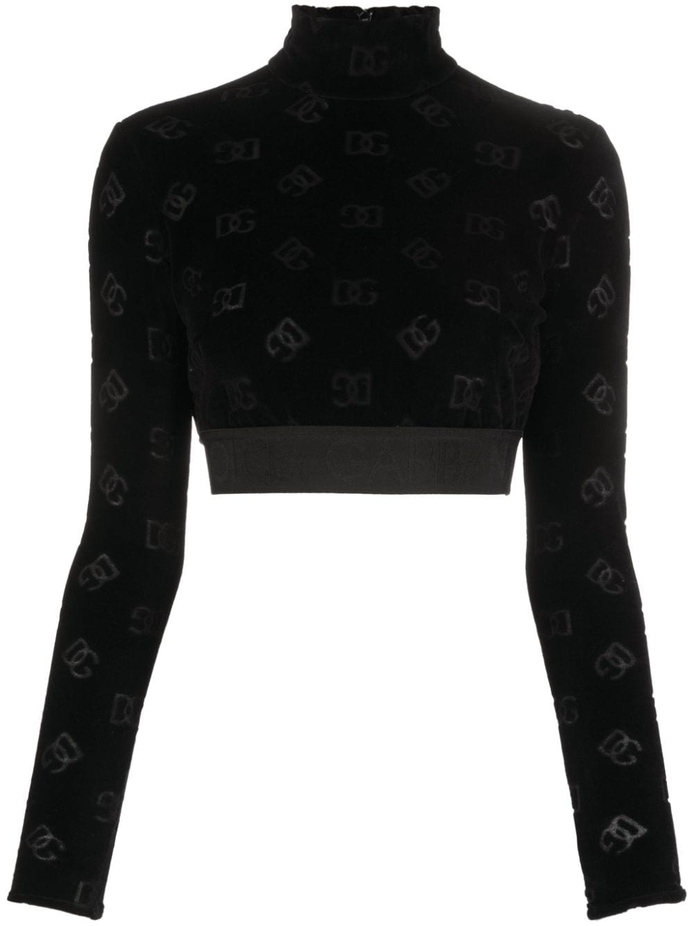 debossed-logo pattern cropped top - 1