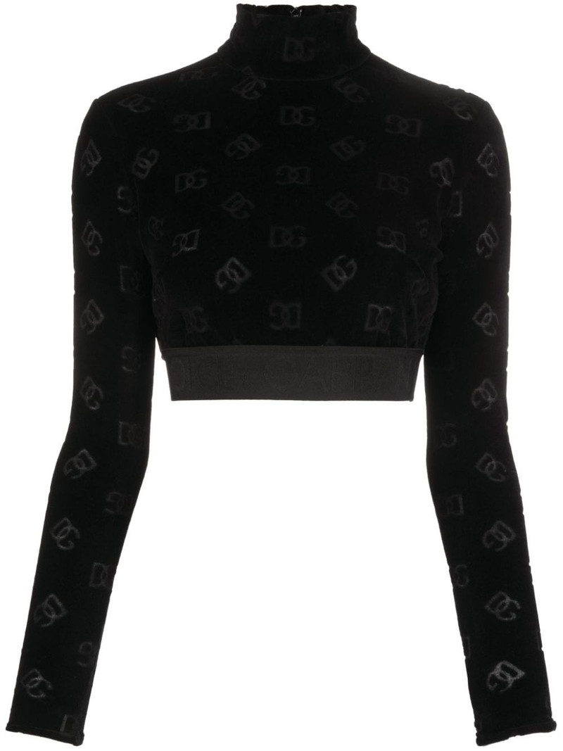 debossed-logo pattern cropped top 1