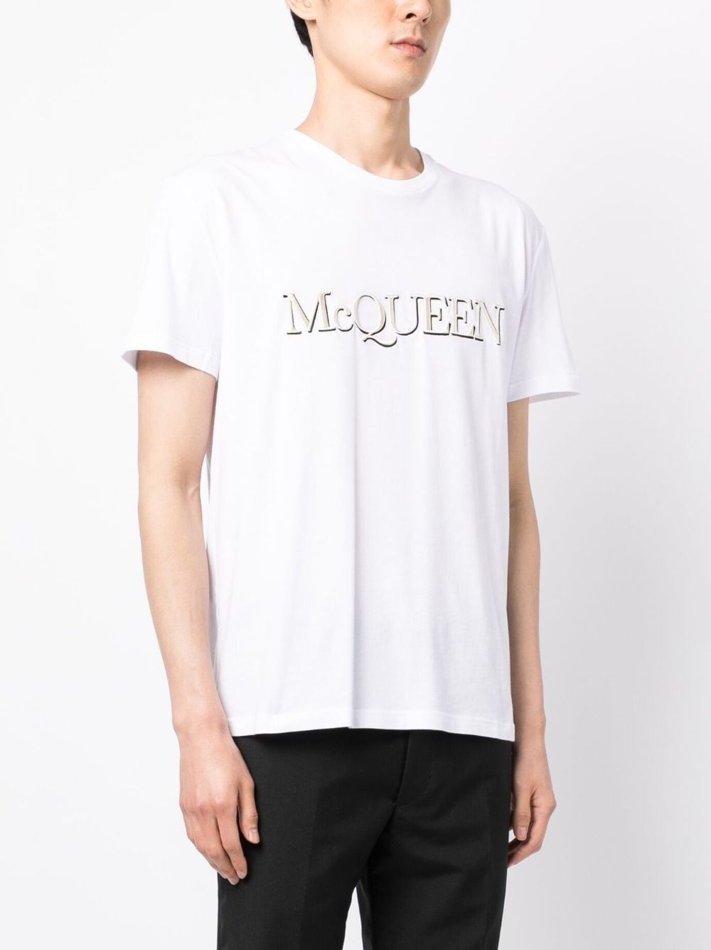 Alexander McQueen logo-embroidered cotton T-shirt | farfetch