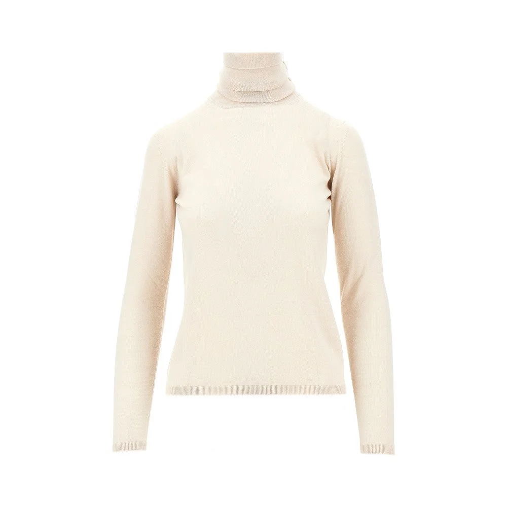 Max Mara Virgin Wool Turtleneck Beige Women - 1