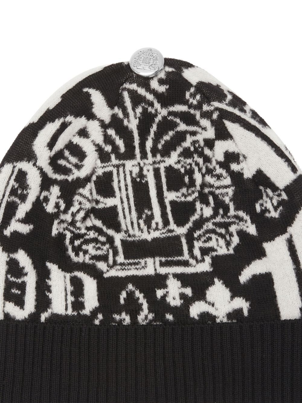 logo-jacquard wool beanie - 3